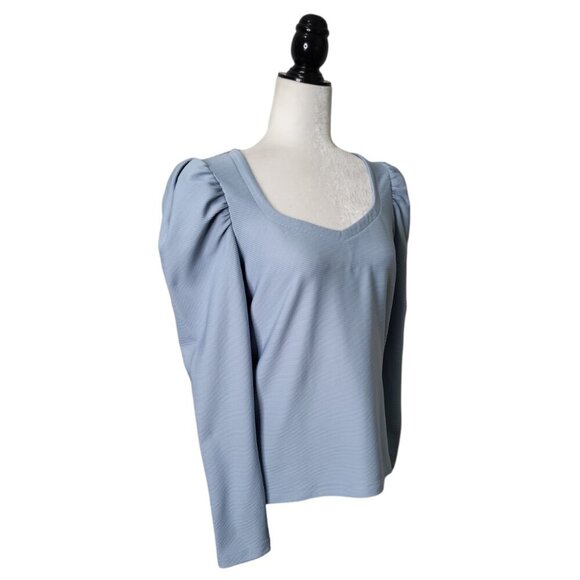 Nine West Women's Top Medium Pullover Balloon Shoulder Scoop Neck - Picture 2 of 5